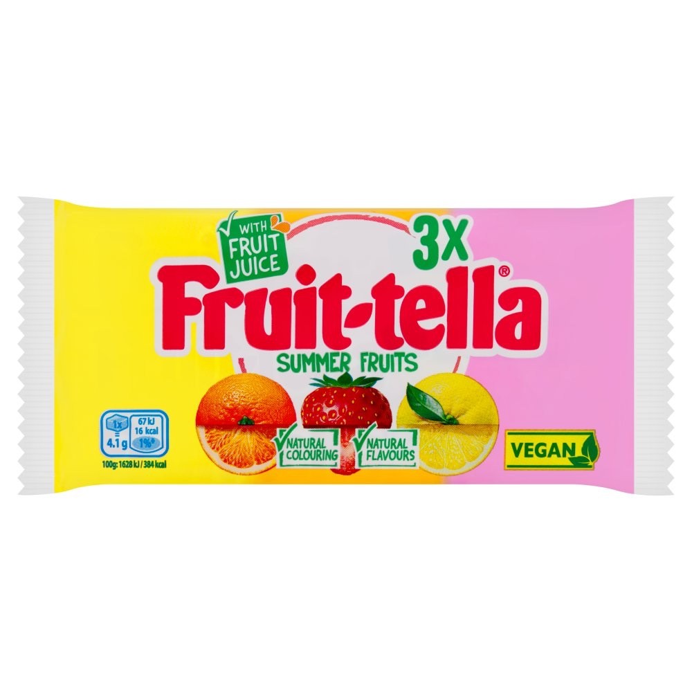 123g x 24 Fruit-tella Summer Fruits Sweets Multipack Vegan Chews Confectionery Box