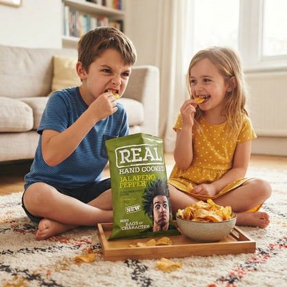 REAL Hand Cooked Jalapeño Pepper Crisps 35g x 24 | Fiery Vegan & Gluten-Free