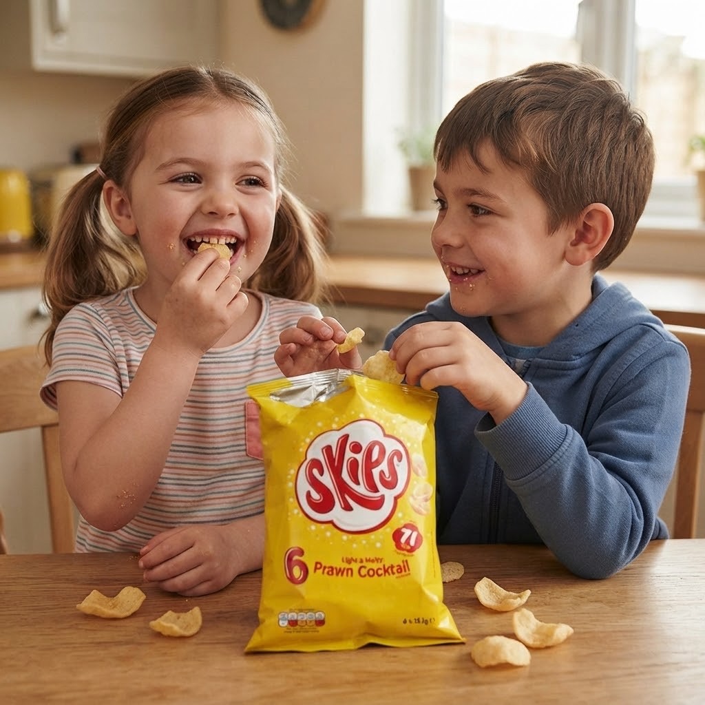 Skips Prawn Cocktail Crisps 6pk x 20 | 120 Packs | Light & Melty
