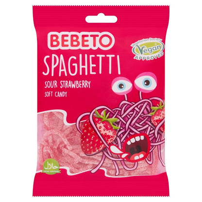 Bebeto Spaghetti Sour Strawberry Soft Candy 70g x 20 | Halal & Vegan