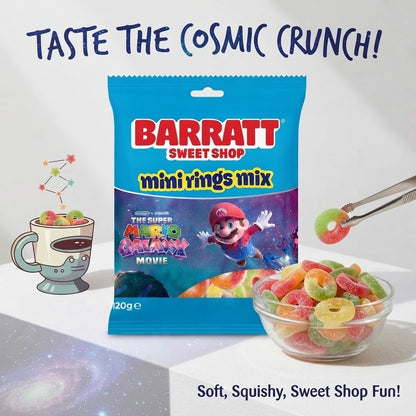 Barratt Super Mario Galaxy Movie Mini Rings Mix 120g x 12 | Fruity Sweets