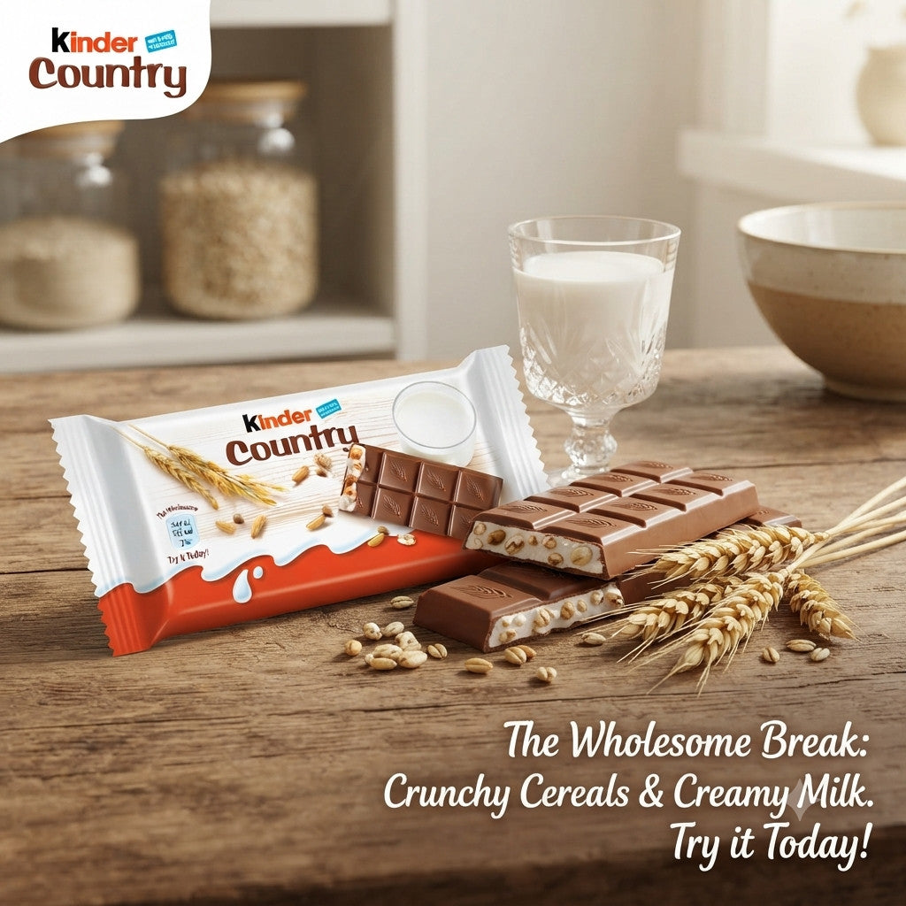 23g x 40 Kinder Country Milk & 5 Cereals Chocolate Bars Bulk Box