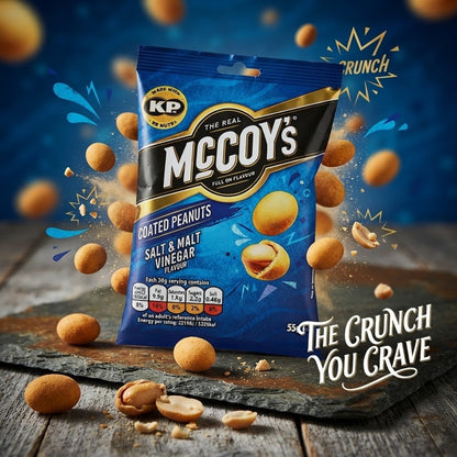McCoy's Coated Peanuts 55g x 16 | Salt & Malt Vinegar | KP Nuts