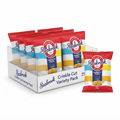 Seabrook Original Crinkle Cut Crisps Variety Pack 6pk x 8 | Gluten Free & Vegetarian