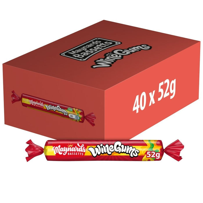 52g x 40 Maynards Bassetts Wine Gums Sweets Roll Bulk Box Fruit Flavoured Candy