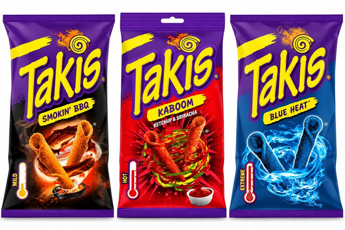 100g x 18 Takis Corn Snacks Smokin BBQ Kaboom Ketchup Sriracha Blue Heat Chilli