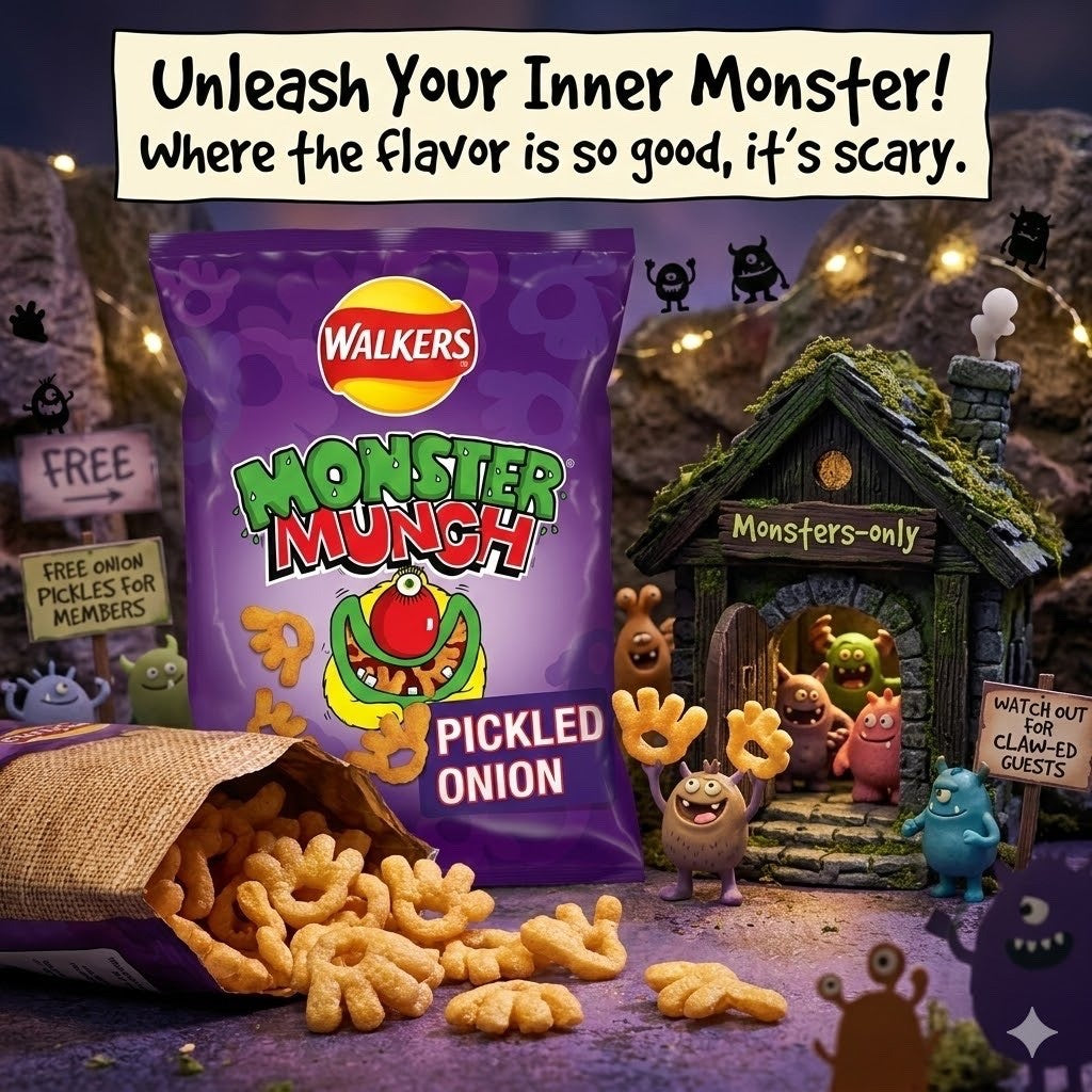 Walkers Monster Munch Crisps 72g x 18 | Pickled Onion, Flamin' Hot & Roast Beef