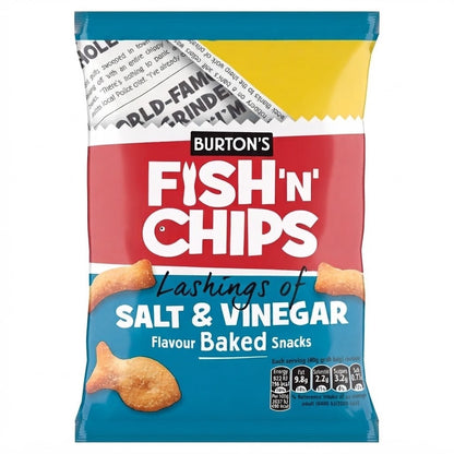 Burton's Fish N Chips Salt & Vinegar Baked Snacks 40g x 30 | Vegetarian