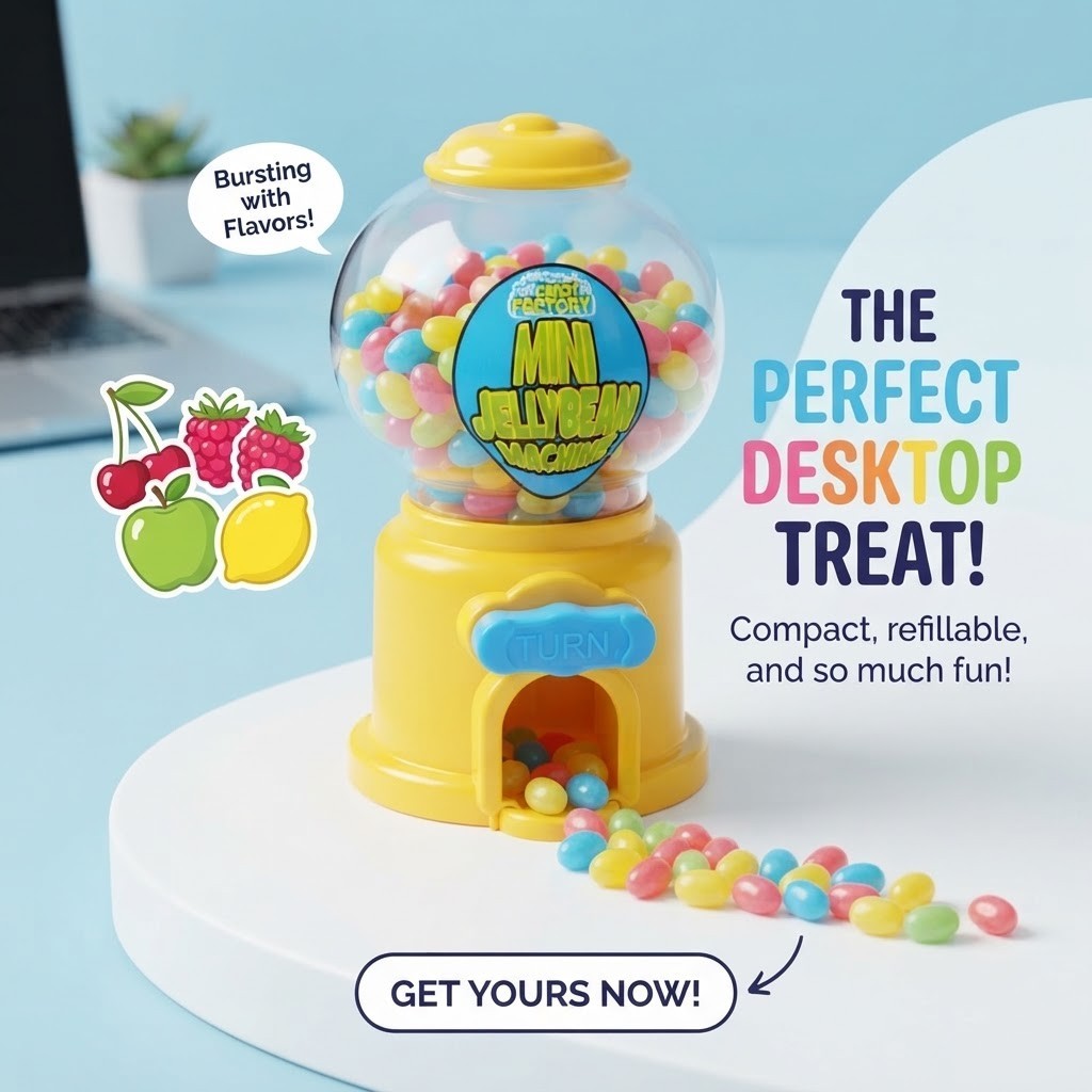 Mini Jelly Bean Dispenser Machine 50g x 12 | Crazy Candy Factory
