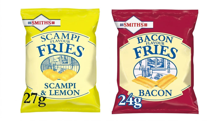 Smiths Fries Pub Snacks 24 Packs | Scampi & Lemon 27g or Bacon Flavour 24g