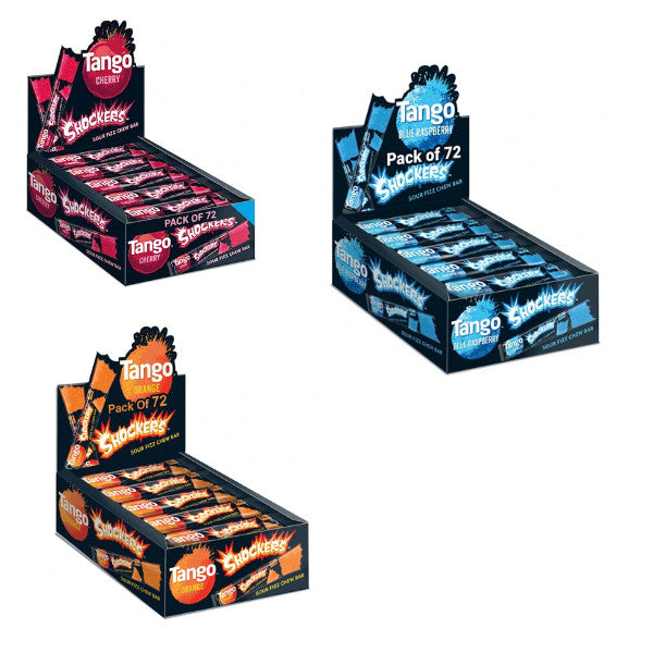 Tango Shocker Chewy Sweets 72 Pack | Cherry, Blue Raspberry & Orange