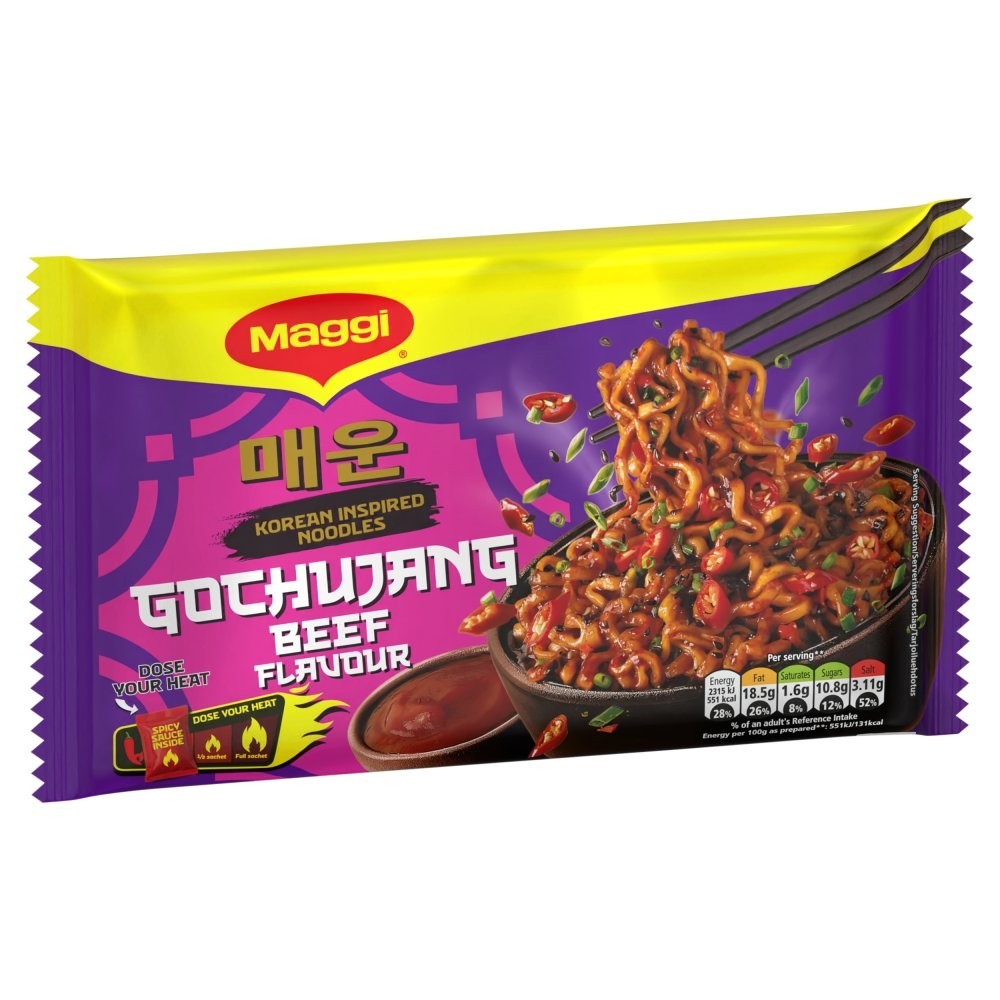 Maggi Korean Inspired Noodles 130g x 6 | Kimchi Chicken, Spicy Cheese or Gochujang Beef
