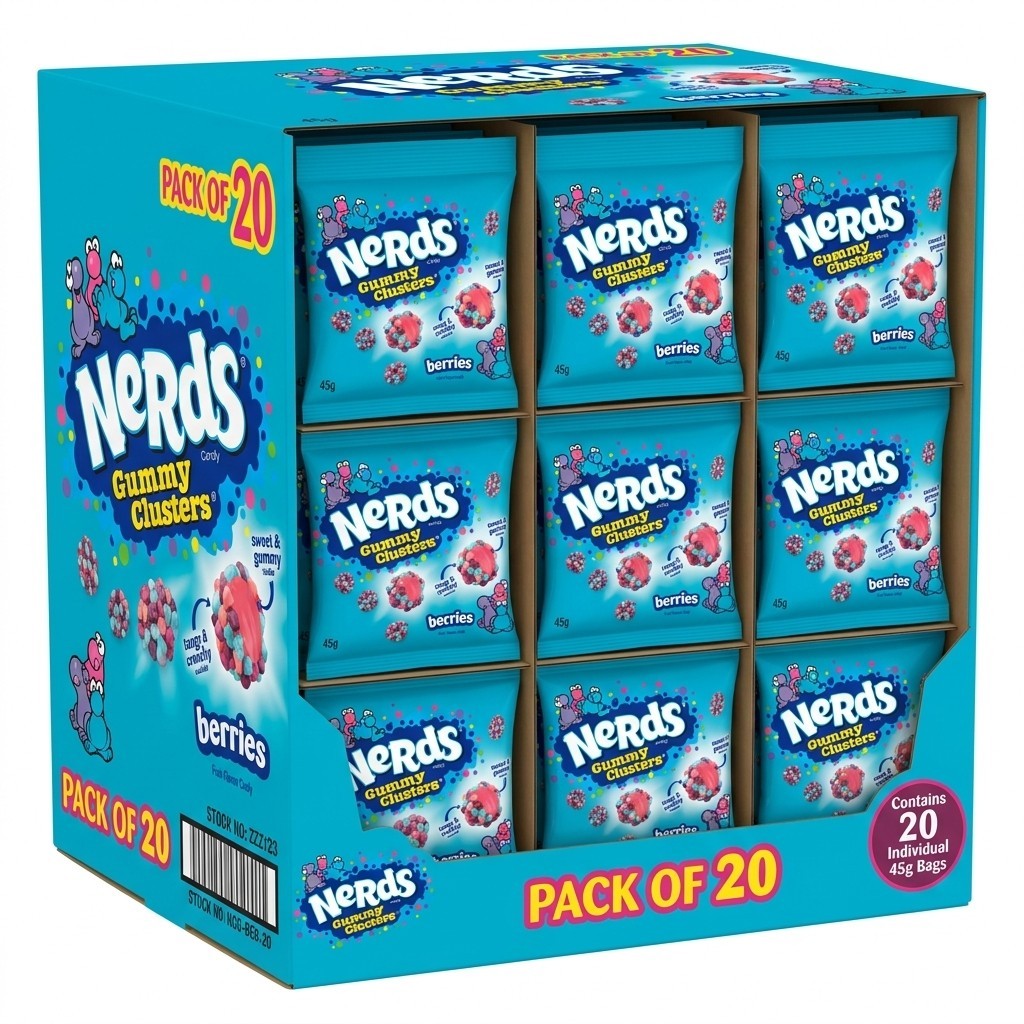 Nerds Berries Gummy Clusters 45g x 20 | Crunchy Coated Gummy Candy