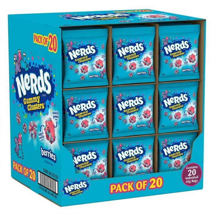 Nerds Berries Gummy Clusters 45g x 20 | Crunchy Coated Gummy Candy