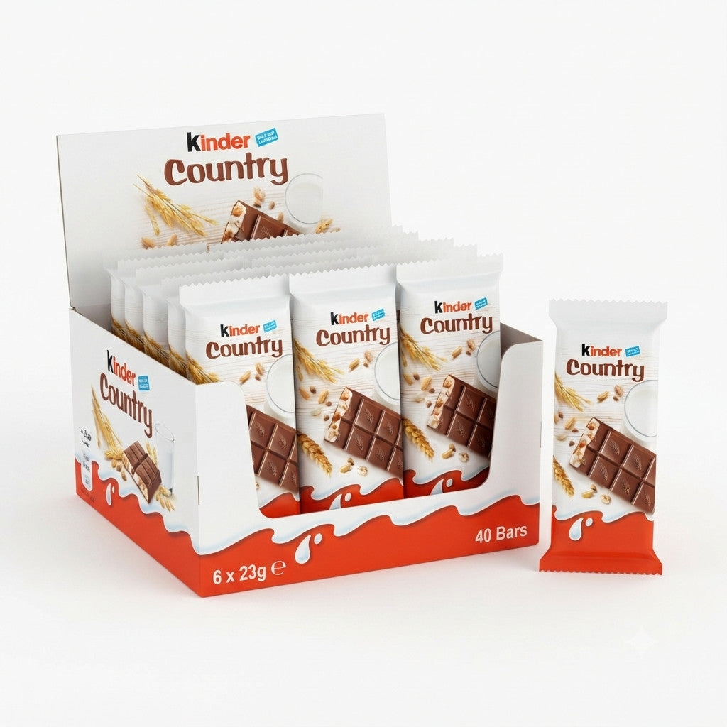 23g x 40 Kinder Country Milk & 5 Cereals Chocolate Bars Bulk Box