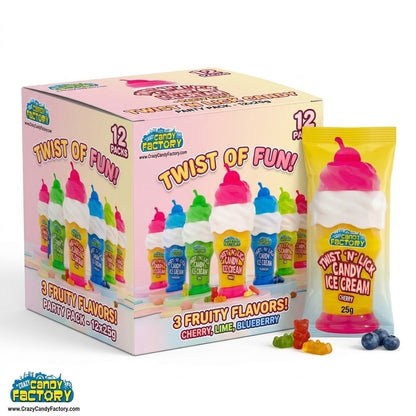 Twist 'N' Lick Candy Ice Cream 25g x 12 | 3 Fruit Flavours