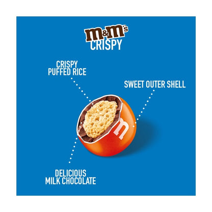 M&M's Chocolate Candy Bags Bulk Box - Peanut, Milk Chocolate, Crispy - x 24