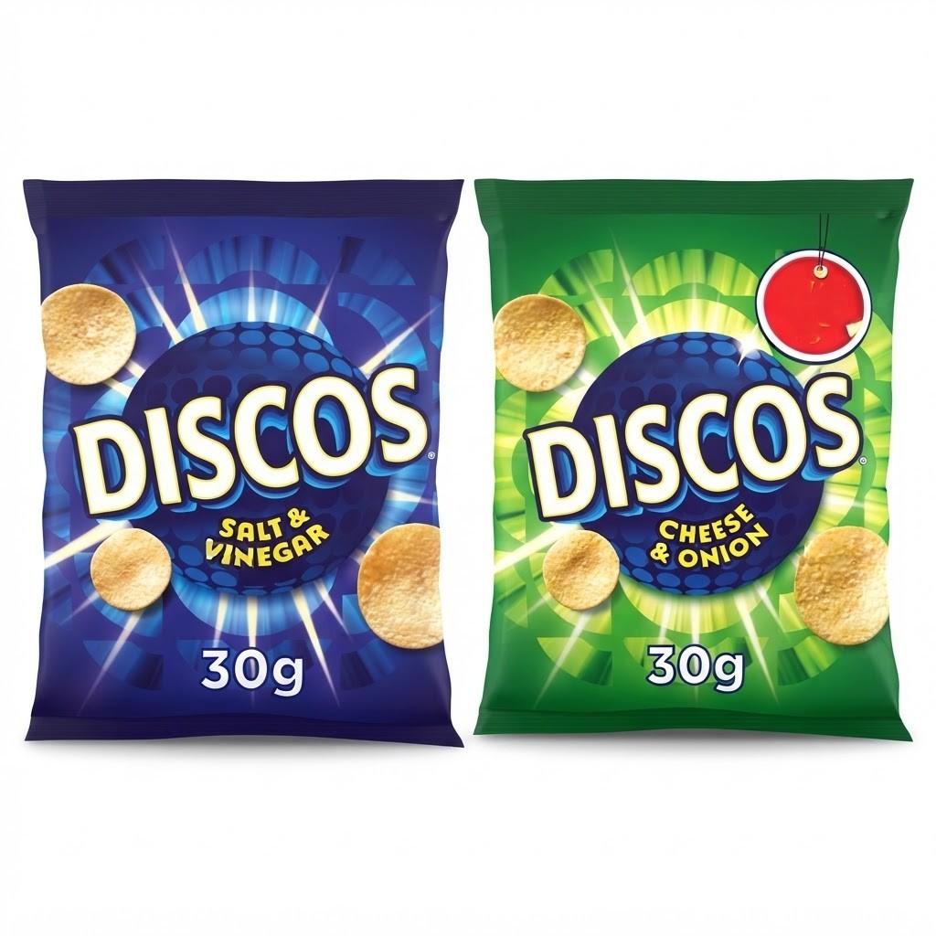 Discos Crisps 30g x 30 | Salt & Vinegar or Cheese & Onion | Bulk Box