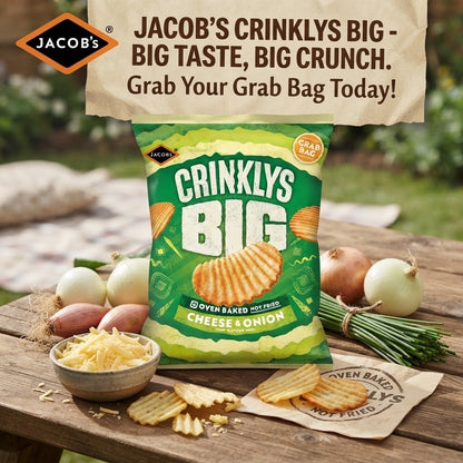 Jacob's Crinklys Cheese & Onion Crisps 45g x 30 | Oven Baked | Bulk Box