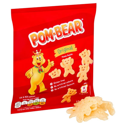 Pom-Bear Original Potato Crisps 19g x 36 | Gluten-Free Vegan Snacks