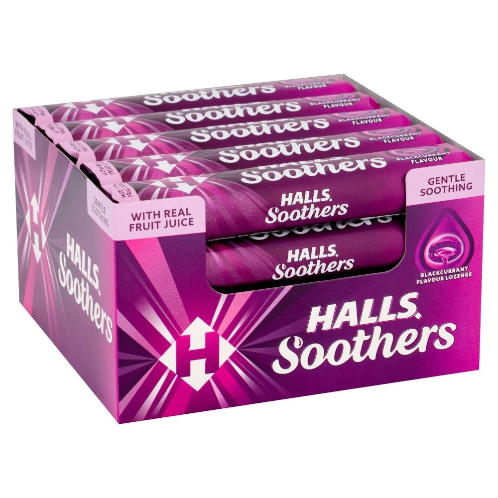 Halls Soothers Blackcurrant Lozenges 45g x 20 | Real Fruit Juice