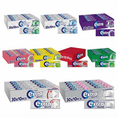 Wrigley's Extra Sugar Free Chewing Gum 10 Pieces x 30 | 9 Flavours Bulk Box