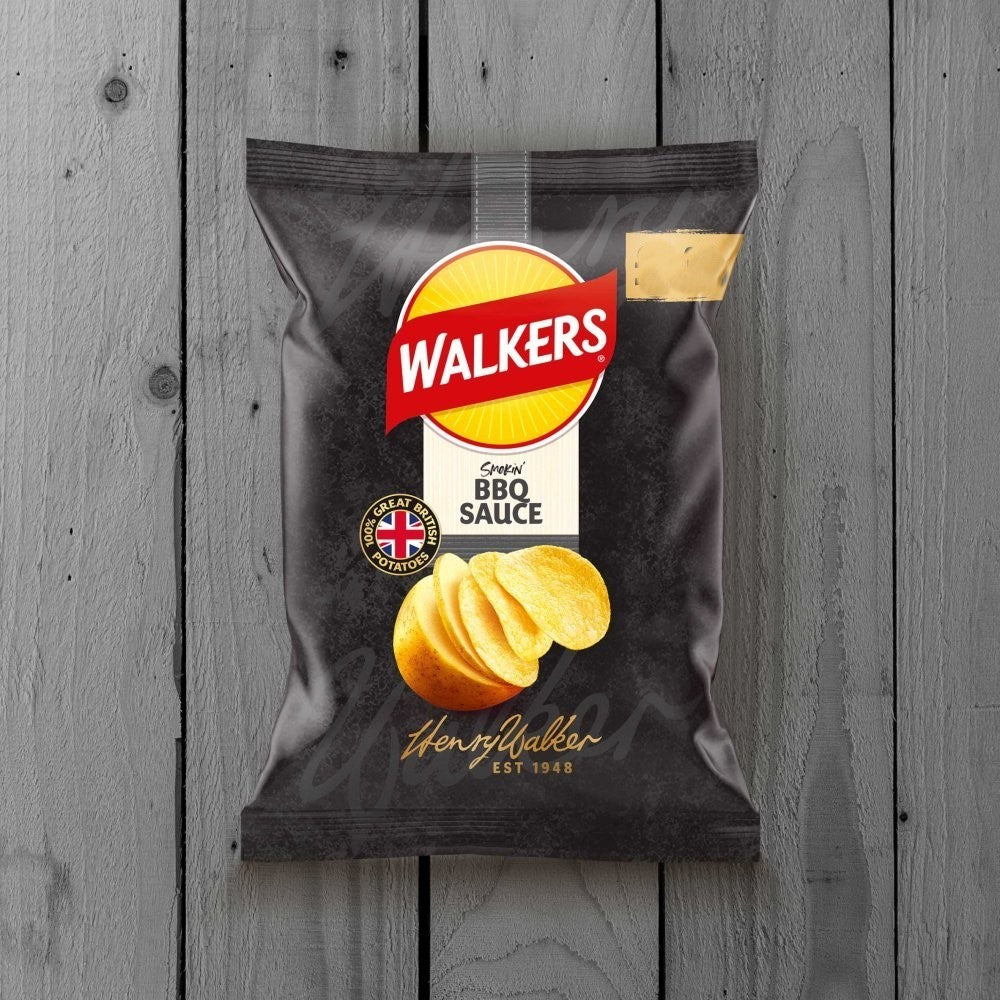 Walkers Crisps 70g x 18 | BBQ Sauce & Prawn Cocktail | Sharing Bags