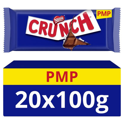 20 x 100g Nestle Crunch Milk Chocolate Bar 100g Multipack - Bulk Box PMP
