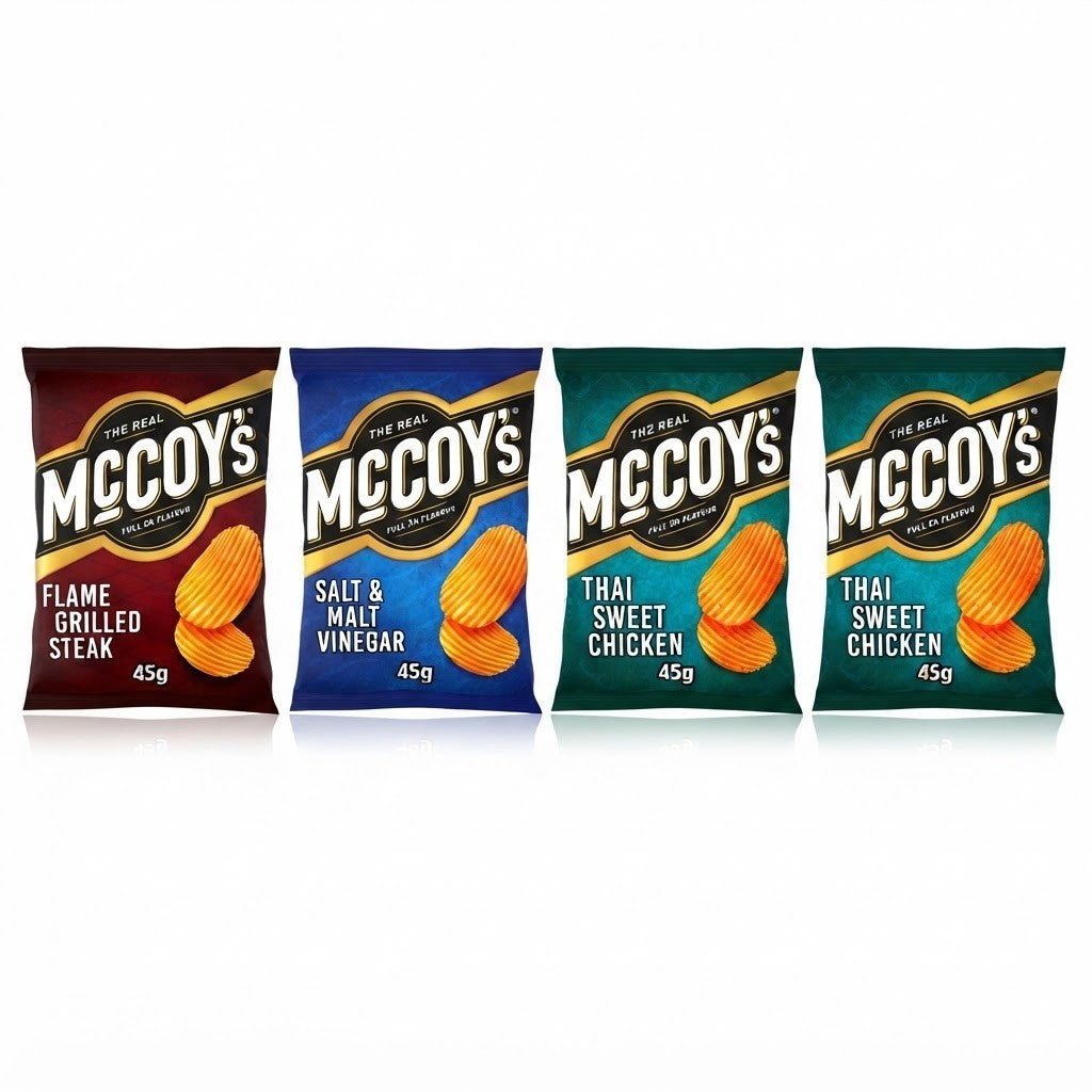 McCoy's Crisps 45g x 26 | Thick-Cut Ridged Grab Bags | 4 Flavours