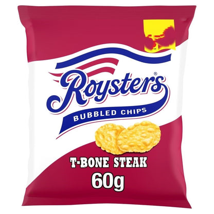 Roysters T-Bone Steak Crisps 60g x 20 | Vegetarian & No MSG