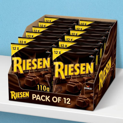 Riesen Dark Chocolate Chewy Toffee 110g x 12 | Chocolate Covered Toffee
