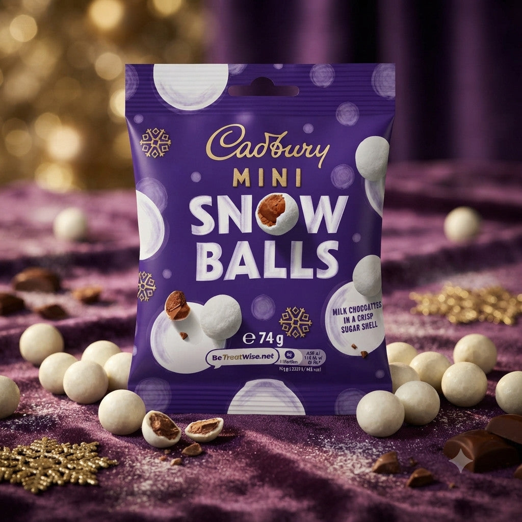 Cadbury Mini Snowballs 74g x 24 Bulk Box Milk Chocolate Christmas Treat Bags