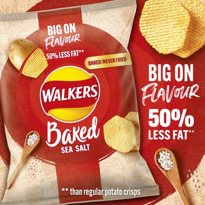 Walkers Baked Crisps Grab Bags 37.5g x 32 | Sea Salt & Cheese & Onion