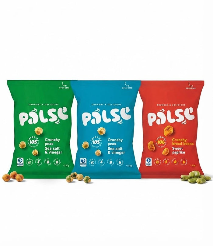 Palse Crunchy Peas & Broad Beans 50g x 12 | 3 Flavours | Vegan High Fibre