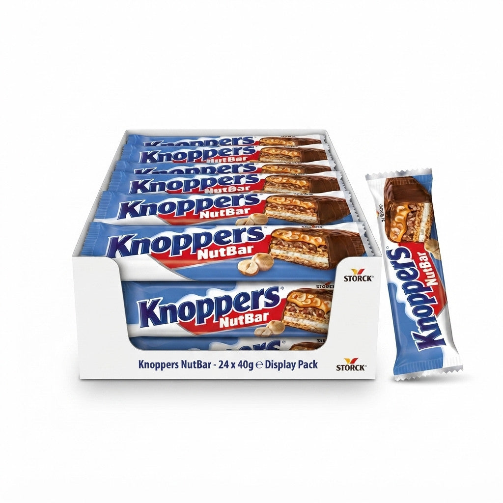 40g x 24 Knoppers NutBar Chocolate Bars Bulk Box Crispy Hazelnut Snack Storck