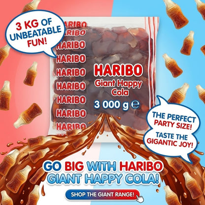 Haribo Giant Happy Cola Gums 3kg Bulk Bag | Cola Flavour Sweets