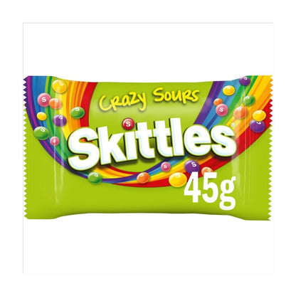 Skittles Chewy Sweets 45g | Crazy Sours, Tropical, Wild Berry & Fruit | 36 Pack