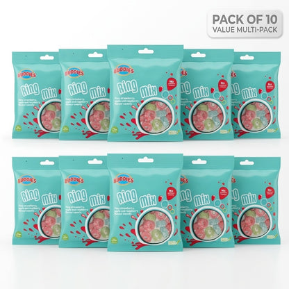 BUDDIES Ring Mix Sweets 160g x 10 | Halal, Vegan & Vegetarian