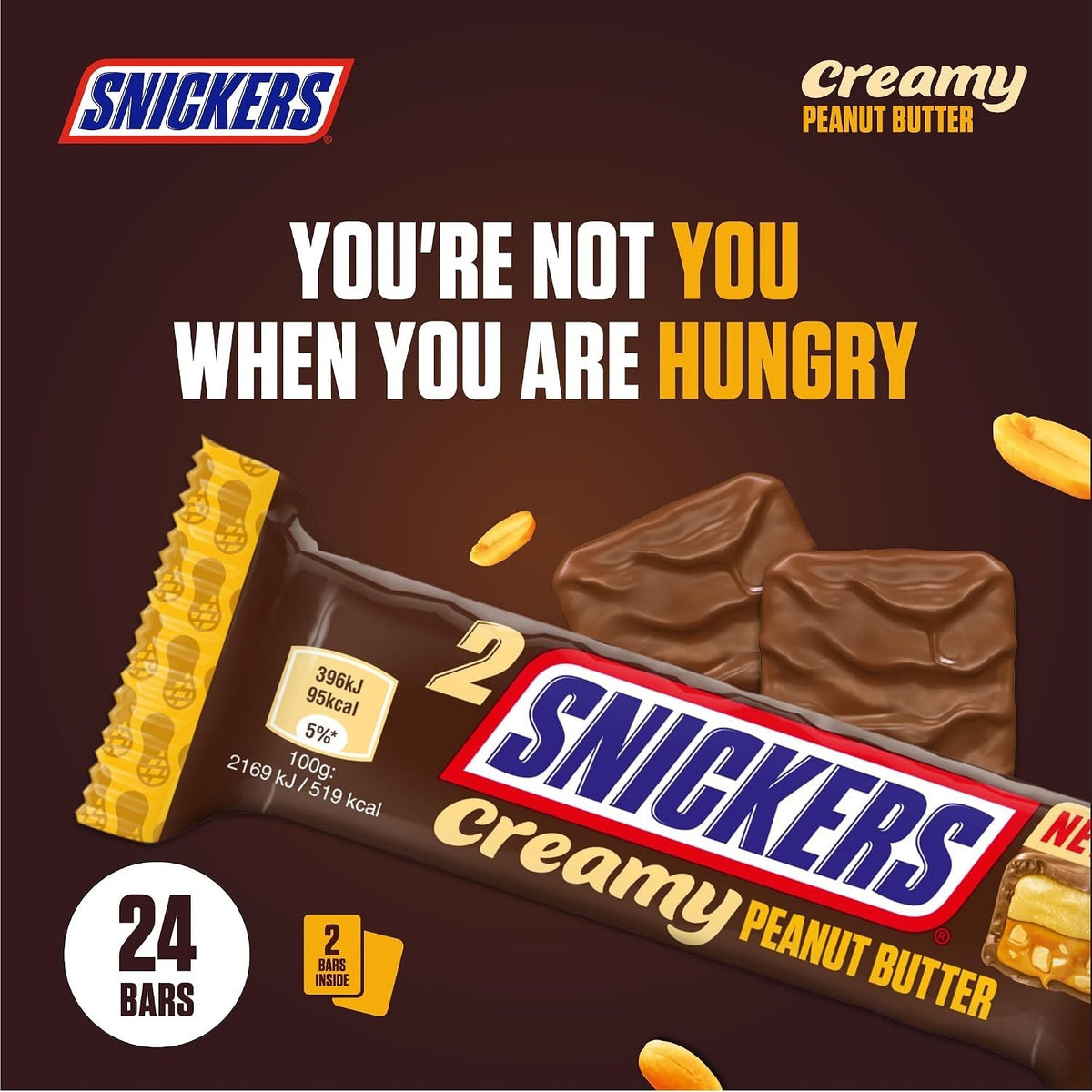 Snickers Creamy Peanut Butter Milk Chocolate Bar Box Choice of Size & Trio/Duo