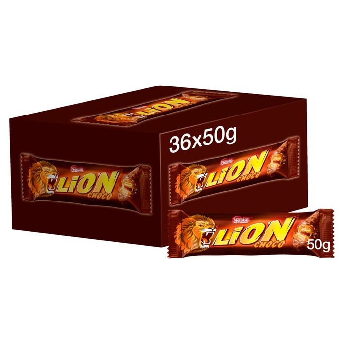 50g Nestle Lion Milk Chocolate Bars Bulk Box of 36 Crispy Wafer Caramel Snacks