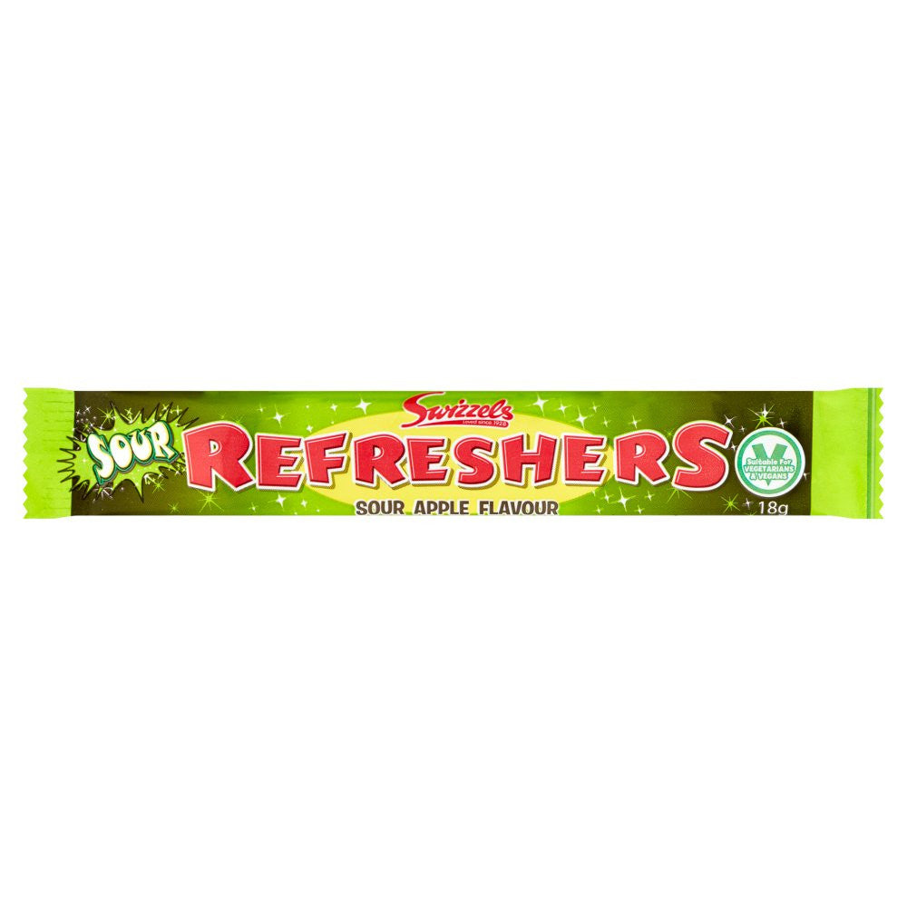 Swizzels Refreshers Sour Apple Chew Bars 18g x 60 | Fizzy Sherbet Centre