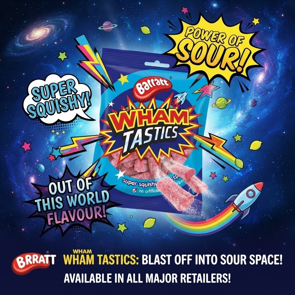 Barratt Wham Tastics Sour Space Gums 120g x 12 | Power of Sour | Vegetarian