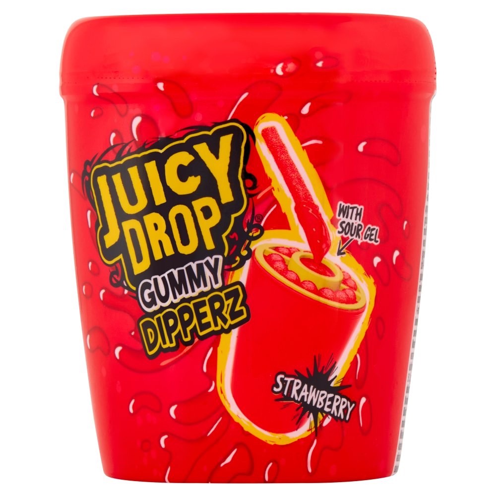 Juicy Drop Gummy Dipperz 96g | Strawberry & Raspberry Sour Gel Candy