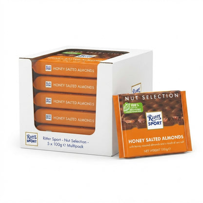 Ritter Sport Honey Salted Almonds 100g x 5 Multipack Nut Selection Chocolate