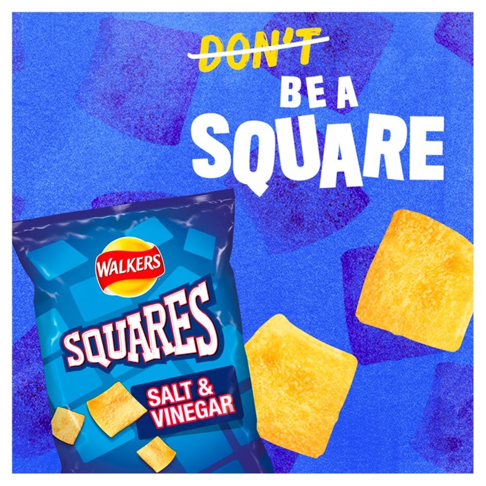 Walkers Squares Crisps 27.5g x 32 | Salt & Vinegar or Cheese & Onion