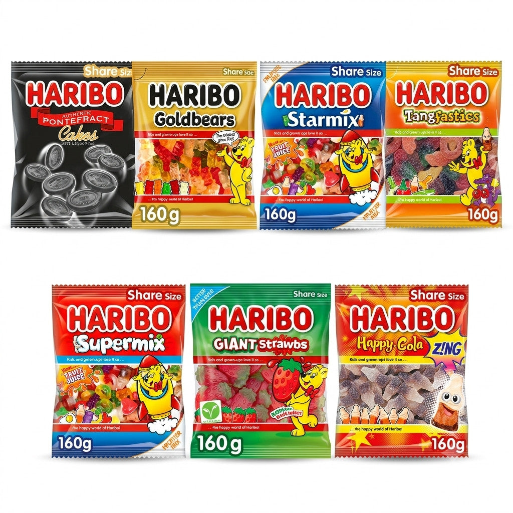HARIBO Sweets 160g Sharing Bag Fruit Cola Jelly Fizzy Liquorice Gummy Candy UK