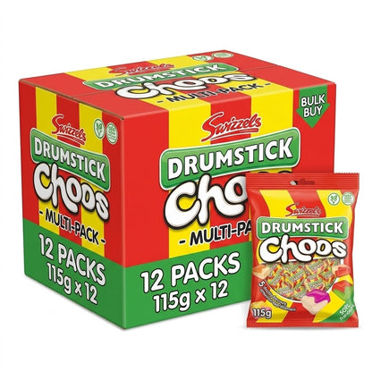 Swizzels Drumstick Choos 115g x 12 | Bite-Size Vegan Chewy Sweets
