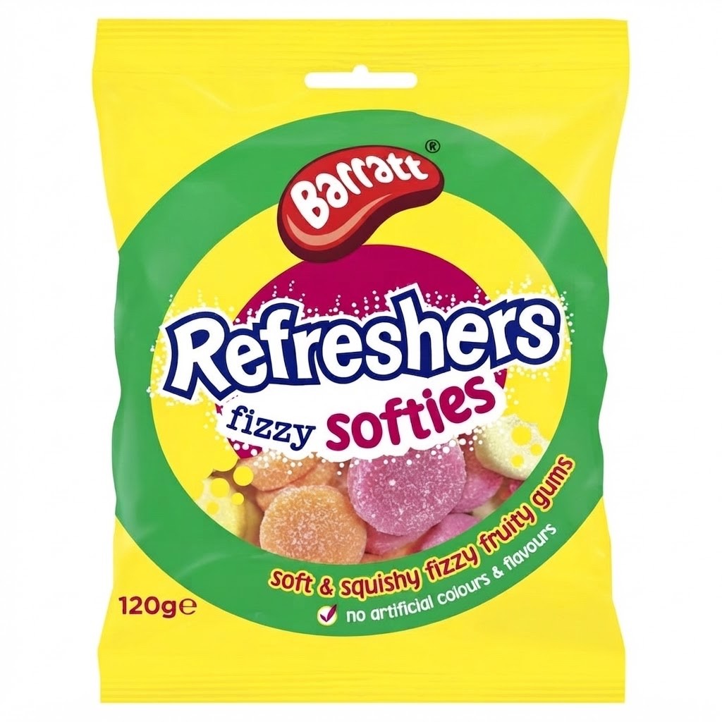 Barratt Refreshers Fizzy Softies 120g x 12 | Soft & Squishy Fruity Gums