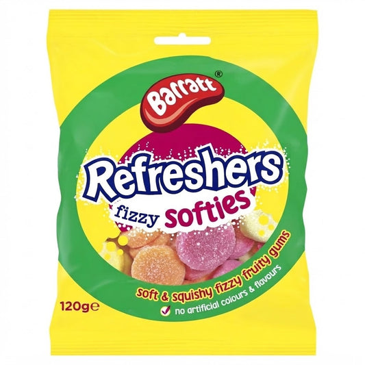 Barratt Refreshers Fizzy Softies 120g x 12 | Soft & Squishy Fruity Gums