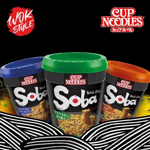 Nissin Soba Instant Wok Style Noodles - 8 x Pot Multipack - Chilli, Classic, Ter